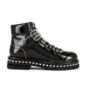 Lola Black Combat Boots with Studs and Thick Sole Retail $365